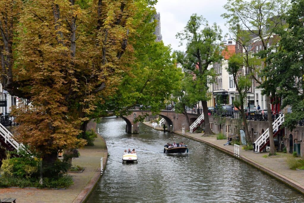 Boats on the Oudegracht in Utrecht