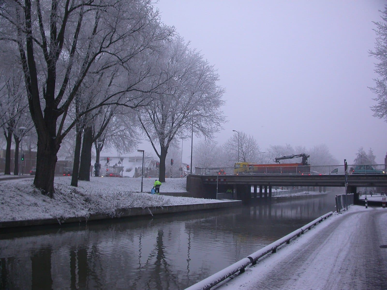De Kromme Rijn in Utrecht met sneeuw